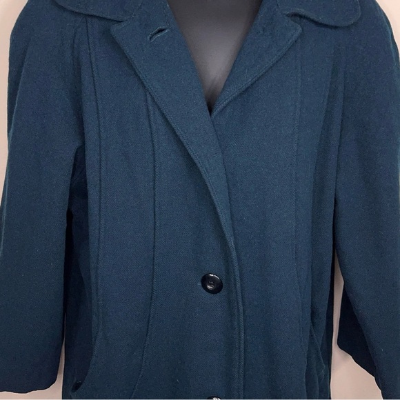 Vintage Size 8 Braetan Teal Blue Wool Coat Lined Retro Button Closure Peacock - Picture 3 of 13